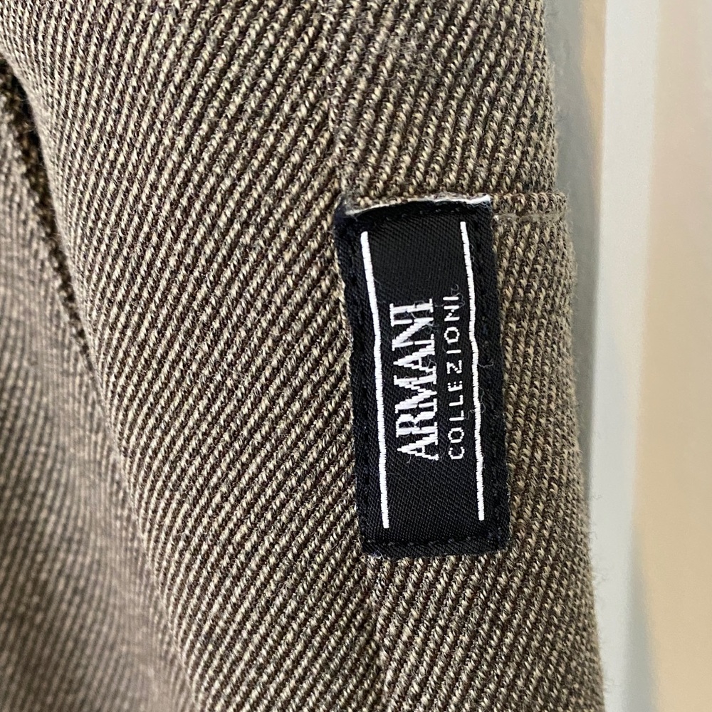 Armani Collezioni Wool Blend Brown Tan Trousers Pants Luxury Designer Minimalist - Picture 2 of 16